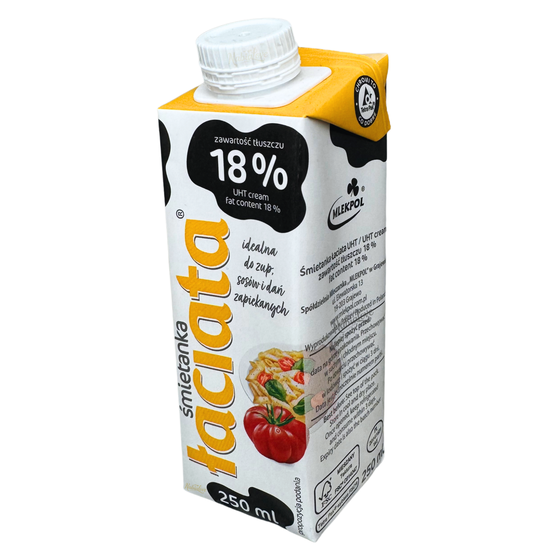 Śmietanka UHT 18% łaciata 250 ml 1 Śmietanka UHT 18% łaciata 250 ml
