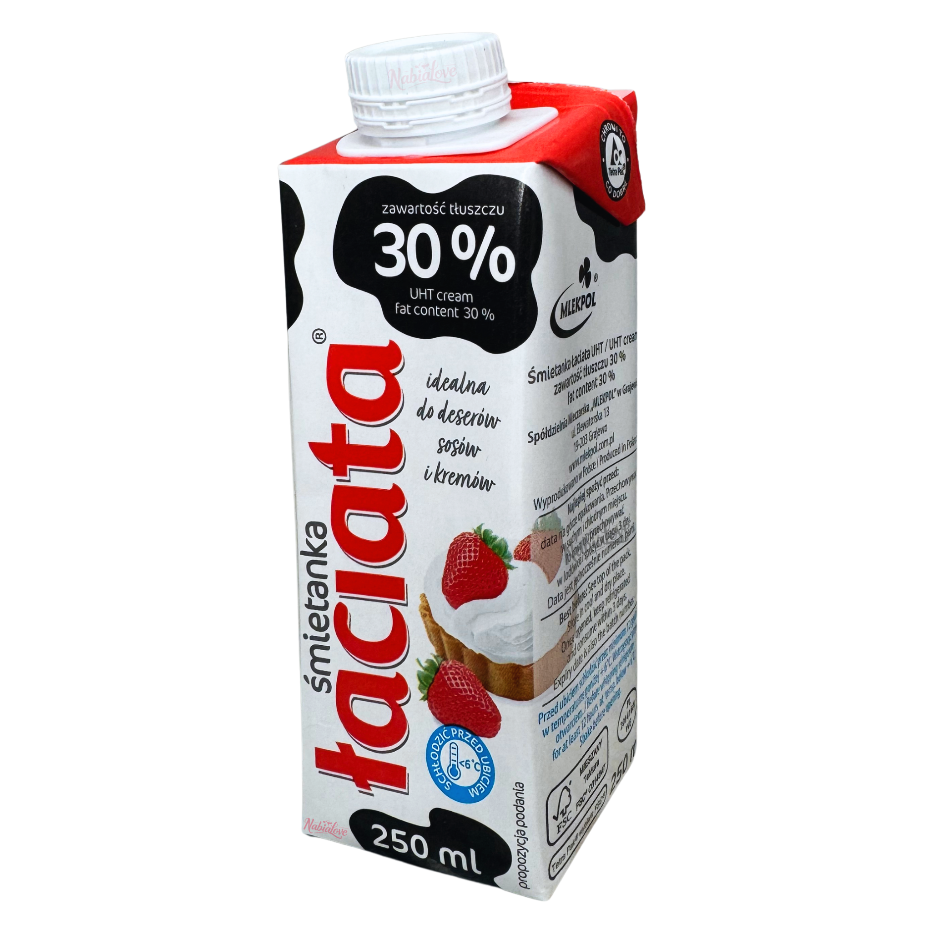 Śmietanka UHT 30% łaciata 250 ml 1 Śmietanka UHT 30% łaciata 250 ml
